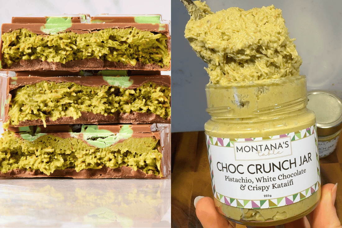 Pistachio Choc Crunch jar, Montana's Table's take on Dubai chocolate