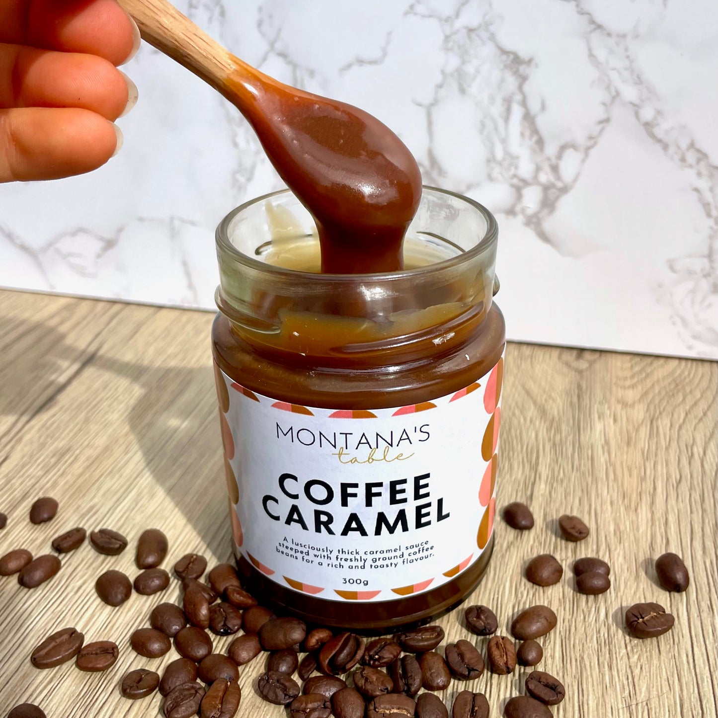 Spoonful of thick Coffee Caramel Sauce, Montana's Table