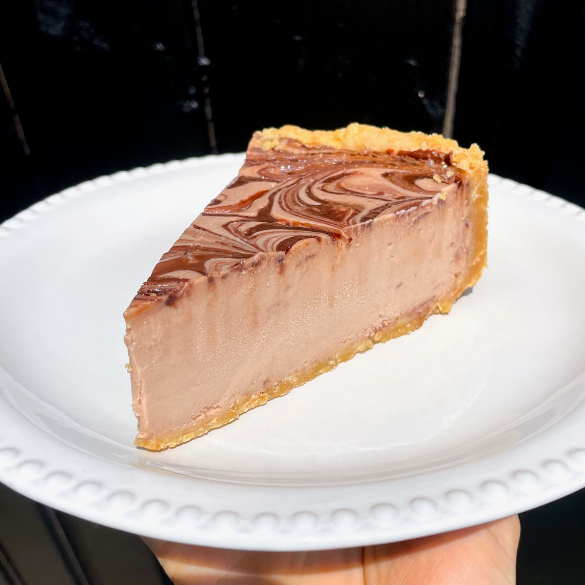 Chocolate swirl custom baked cheesecake, Montana's Table