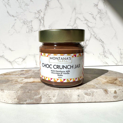 Milk Chocolate Hazelnut Crunch jar with roasted hazelnuts, Montana's Table