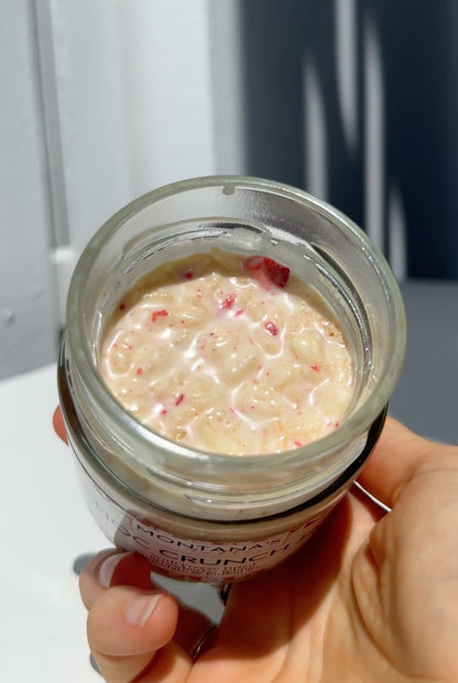 Close-up of Strawberry Macadamia Crunch spread texture, Montana's Table